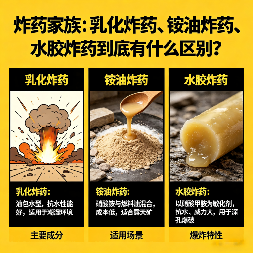 九合垸原种场炸药家族：乳化炸药、铵油炸药、水胶炸药到底有什么区别？